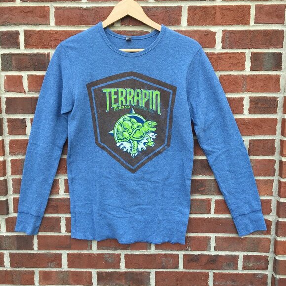 Terrapin Beer Thermal Shirt Medium Blue Craft Beer Brewery Athens GA - Picture 1 of 9